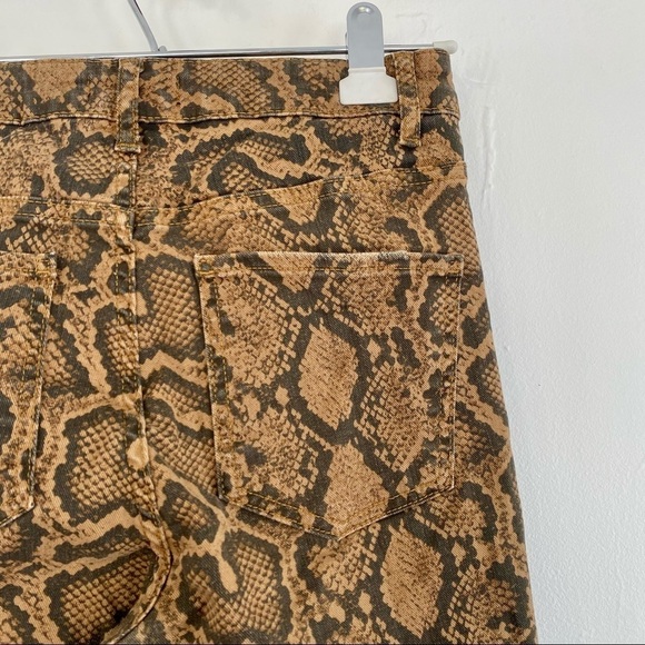 ZARA Tan/ Brown Snake Skin Print High Rise Skinny Jeans Stretchy NWOT - Picture 6 of 6